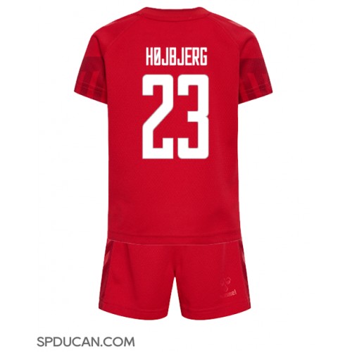 Dječji Nogometni Dres Danska Pierre-Emile Hojbjerg #23 Domaci SP 2022 Kratak Rukav (+ Kratke hlače)